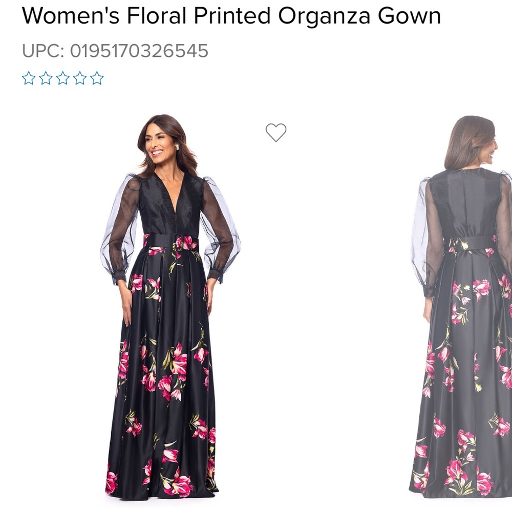 Betsy & Adam Black and Pink Floral Long Sleeve Dress